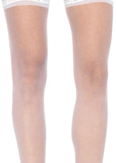 Sheer Black Thigh High Stockings with Lace Garterbelt One Size Hosiery